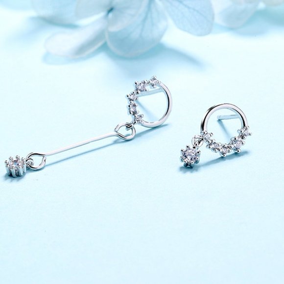 NEW 925 Sterling Silver Diamond Circle Earrings - Picture 6 of 8